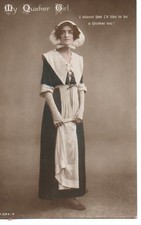 VINTAGE GLAMOUR postcard:  MY QUAKER GIRL 1912