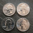 Lot of 4-1964D Washington Quarters, 90% Silver Uncirculated Luster