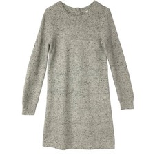 Madewell Button-Back Sweater Dress Women S Merino Wool Blend Gray Donegal Mini