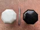 Vintage 8 Point Doorknobs 1 Black Glass& 1 White Milk Glass w/Spindle Set Screws