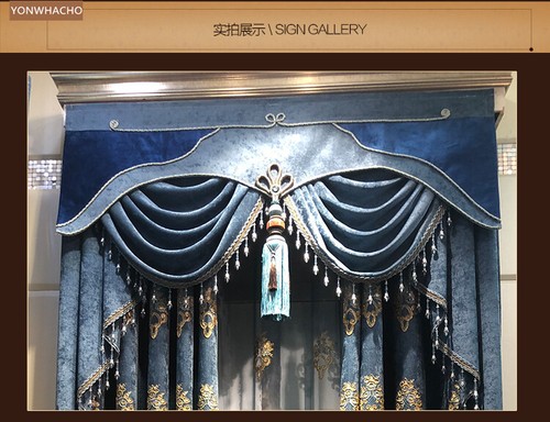 high-end living room chenille embroidery cloth blackout curtain valance B603* - Picture 4 of 12
