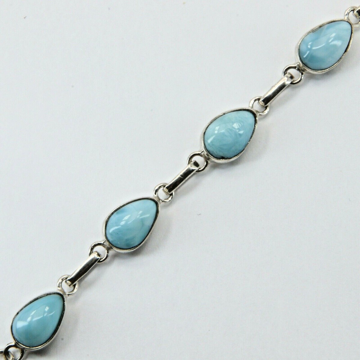 Genuine, Natural, Caribbean Blue LARIMAR Bracelet 925 STERLING SILVER #0027