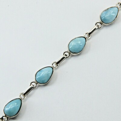 larimarbrace.ymさん12-28-2 Artisan Crafted 4.75ctw Larimar Sterling Silver Bracelet 7.25