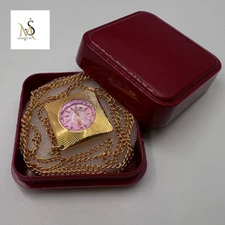 1970 Chaika Vintage USSR Women's Gilding AU Watch Pendant Working 17Jew Box