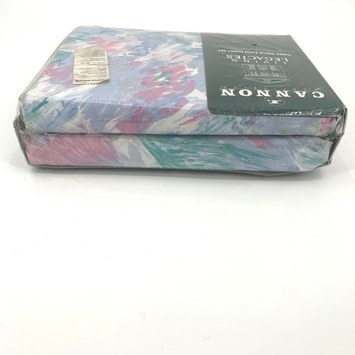 Cannon Mills Radiance NOS Vintage 3-teiliges Twin Sheet Set Abstrakt Pastell Floral - Bild 5 von 9
