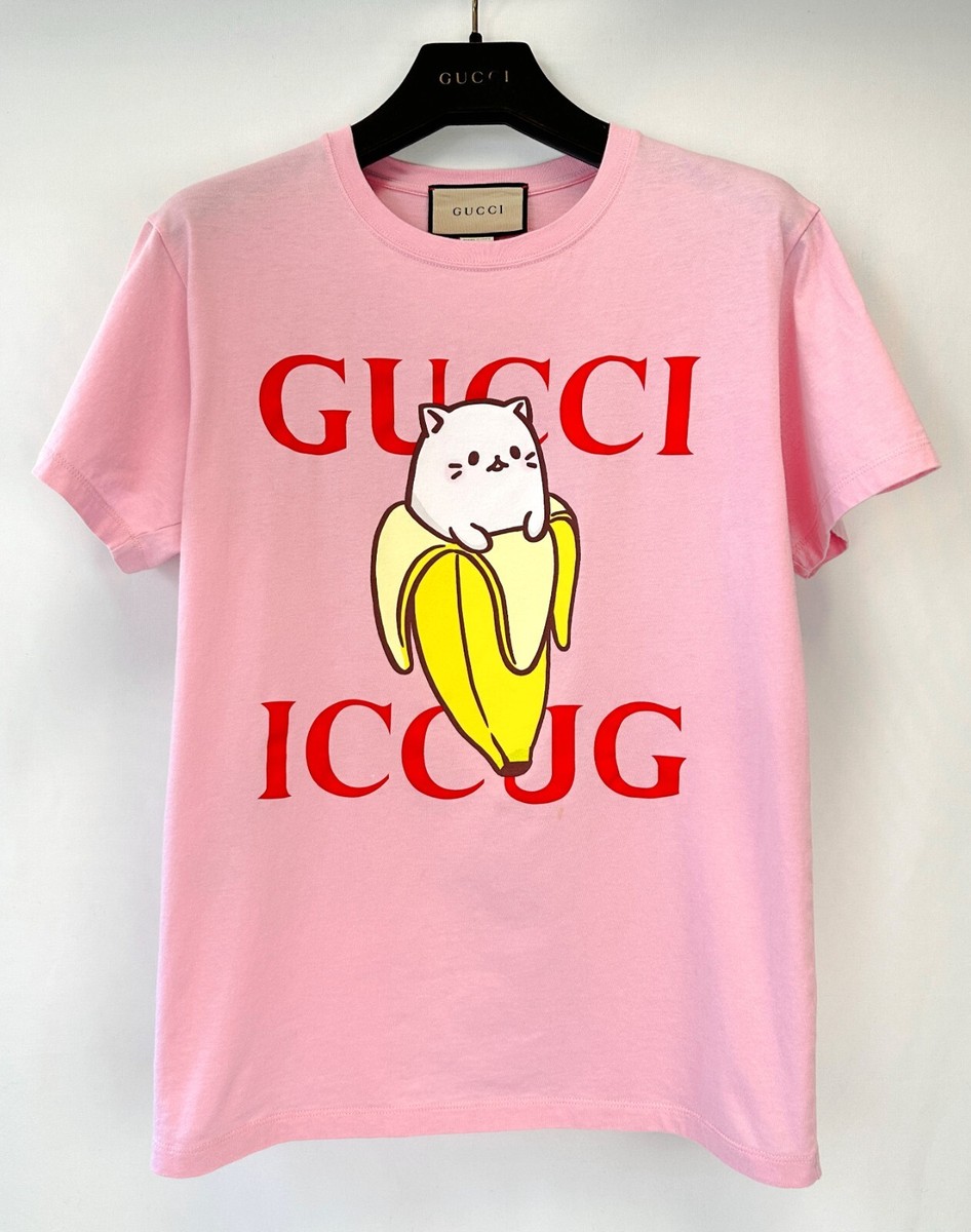 GUCCI アニマルプリント Tシャツ　バンビ GUCCI X Bananya Cotton Jersey T-shirt XXS Sugar Pink Cat Banana