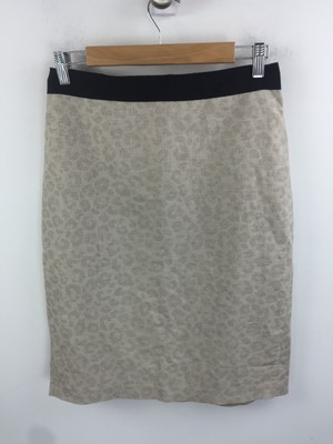 Low Price Ann Taylor Womens Beige Black Back Zip Lined Pencil Skirt Size 4