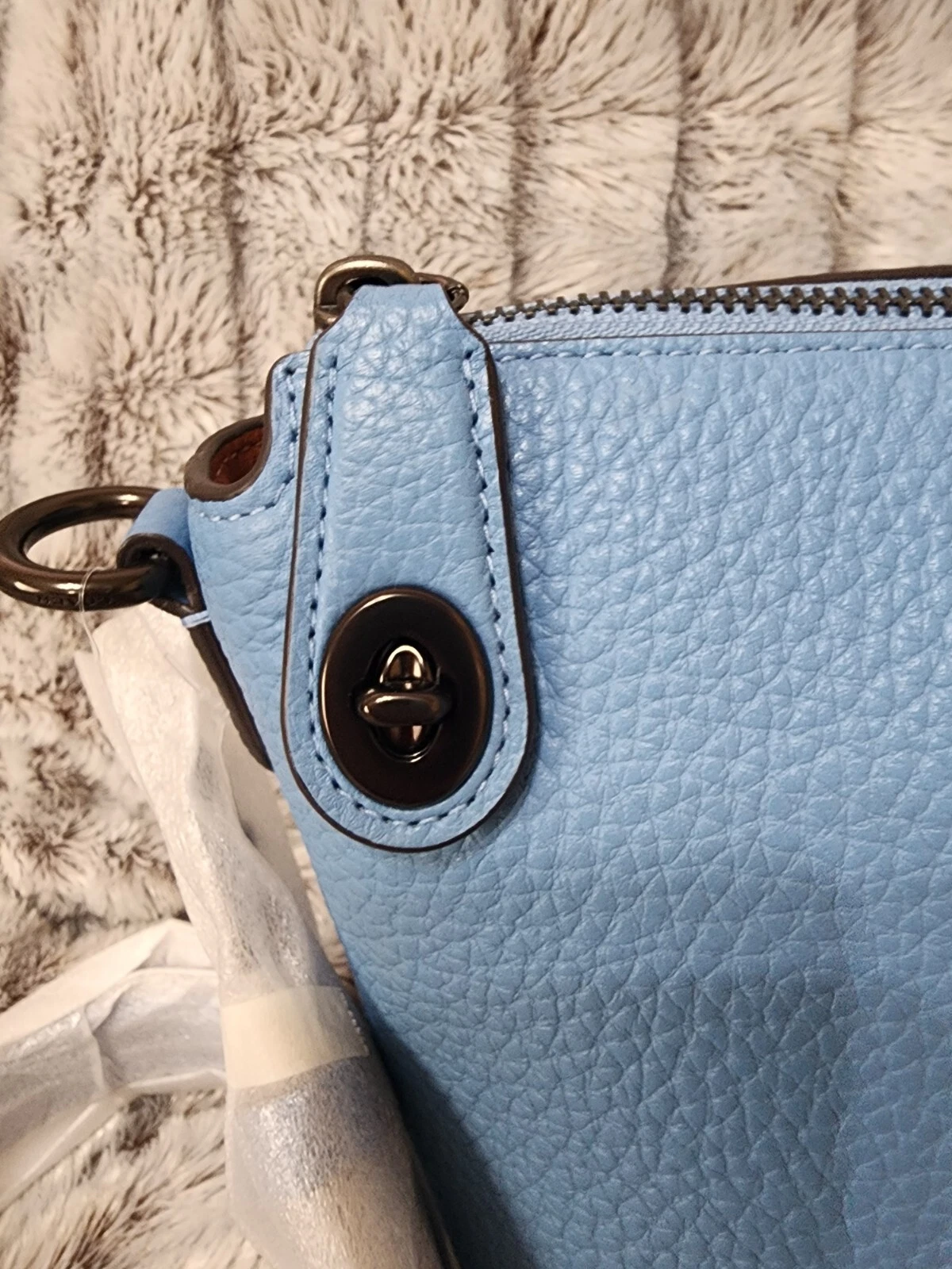 Borsa a tracolla Coach CE741 Cara borsa a mano in pelle blu piscina nuova