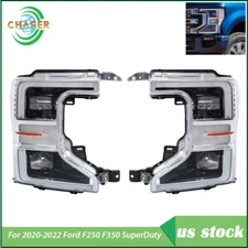 Pair For Ford F250 F350 SuperDuty 2020-2022 Headlight Replacement LED L+R Chrome