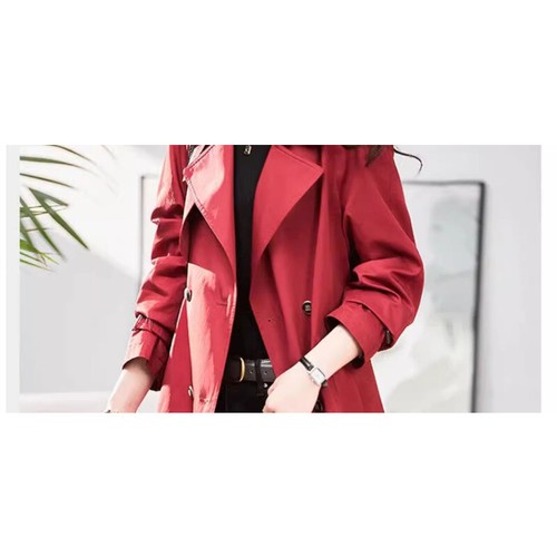 Spring Women Elegant Solid Color Professional Trench Coat Lapel Long Sleeve Coat - Picture 6 of 27