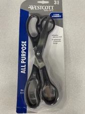 Westcott Value Line Stainless Steel All-Purpose Scissor 8", Bent, Pack of 3