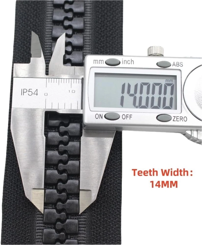 20 cremalleras de plástico súper grandes (enormes) negras de alta resistencia por yarda a granel 2 Foto 3 de 4