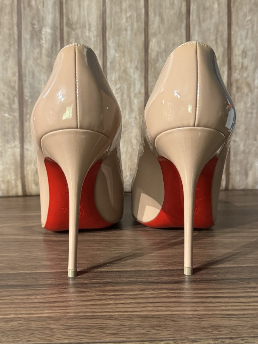 Christian Louboutin 100 Mm Pumps So Kate Patent Leather Nude Size