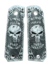 1911 Grips Full Size,White Pearl with Punisher Skull,fit Colt,Kimber,Springfield