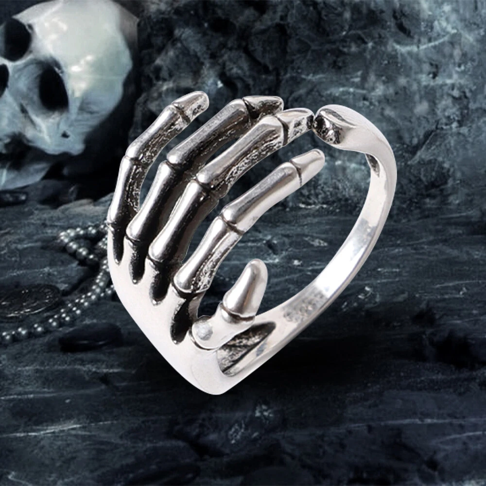 Silver Five finger Palm Ring Women Men Fashion Open Adjustable