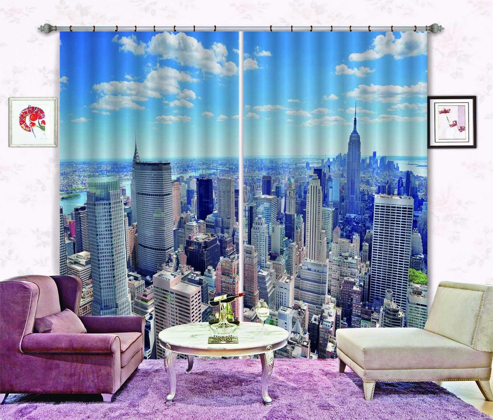 3D City Building ZHUB919 Photo Curtain Window Blockout Fabric Amy 2023
