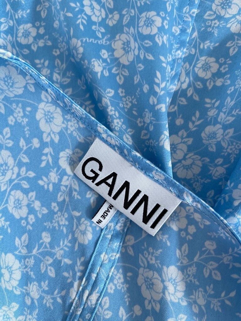 GANNI - Gathered floral-print silk-blend satin mi… - image 10