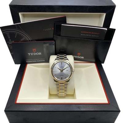 Tudor Style 41mm Yellow Gold Steel Silver Dial Automatic Mens Watch 12703