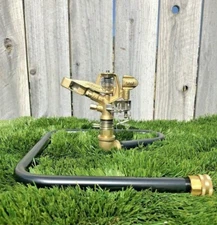 Pasture Master 3/4” adjustable Brass Impact Sprinkler & Commercial steel Base 