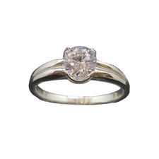 Genuine Sterling Silver Solitaire Ring Solid Hallmarked 925 6.5mm Cubic Zirconia