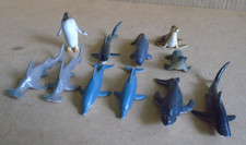 Lot of 11 Ocean Animals Plastic Figures Assortment Colors and Poses