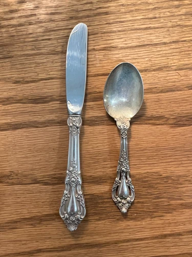 Lunt Sterling Silver Eloquence Childs Spoon and Knife/ Butter Knife 1953