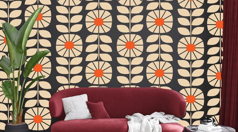 Mid Century Flowers Modern Sunday Wall Decal Vintage Modern Pero Stick 80 X22 - Image 4 of 4