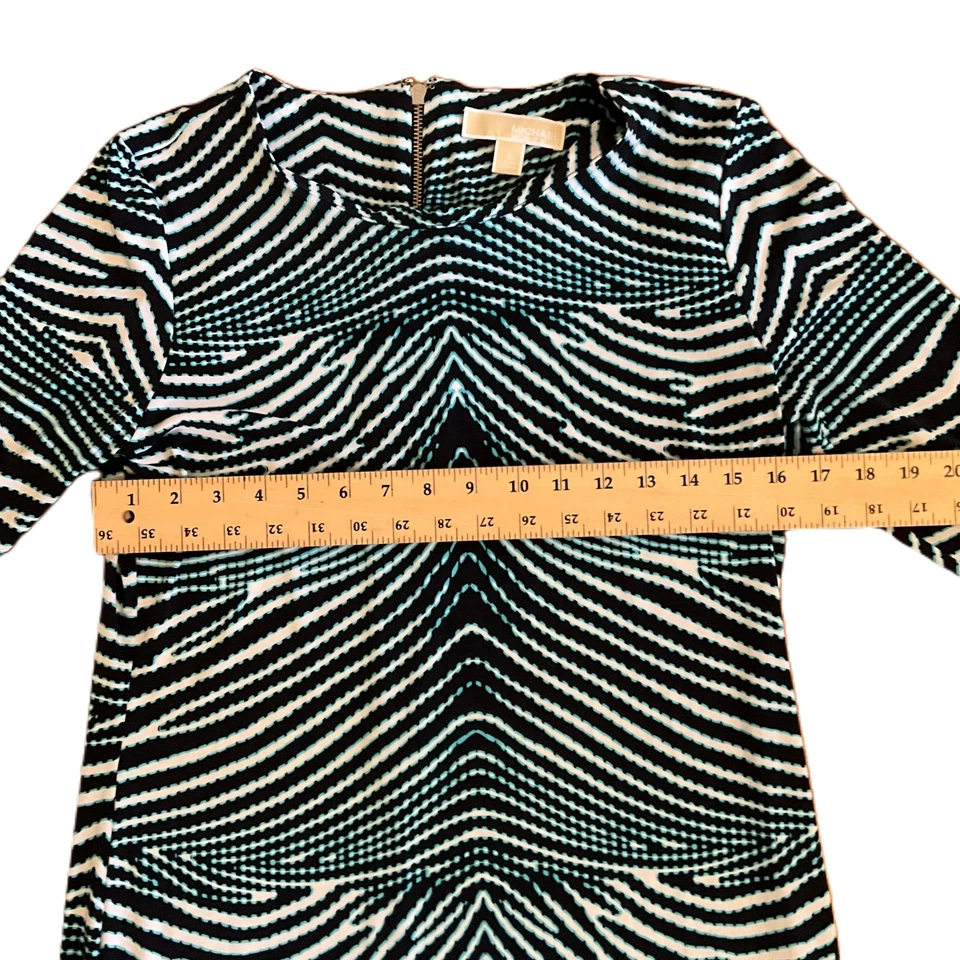 Michael Kors Multicolor Geometric Pattern Long Sleeve Sheath Dress Size 8 - Image 2 of 4