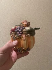 VTG Hand Painted Fruits Harvest Sugar and Cream Set