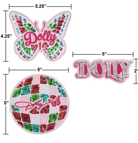 Dolly Parton Iron/Sew On Patches Disco Ball Butterfly Sequins Set Of 3 Brand New - Picture 5 of 5
