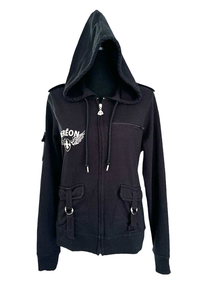 Sudadera con capucha para mujer Dereon bordada flor de lis con pedrería talla L Foto 2 de 4