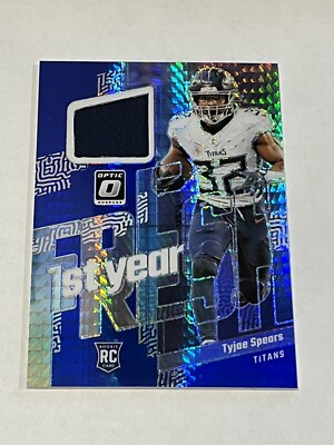 2023 Optic Football Tyjae Spears #FYF-TSP First Year Fresh Blue Hyper RC Titans