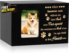 Pet Urns for Dog or Cat Ashes Wooden Funeral Cremation Urns with Photo Frame....