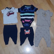 6 pc Bundle Carter's Baby Boys' Sz 3m Bodysuit Shirts  Pants Outfits