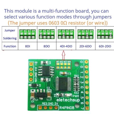 DC 5V 12V 24V 8CH RS485 Modbus Rtu HMI Remote IO Expanding Board