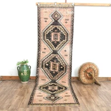 3x11 ft Red Vintage Runner, Turkish Runner, Handwoven, Bohemian Wool Runner