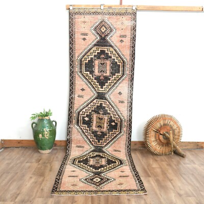 3x11 ft Red Vintage Runner, Turkish Runner, Handwoven, Bohemian Wool Runner