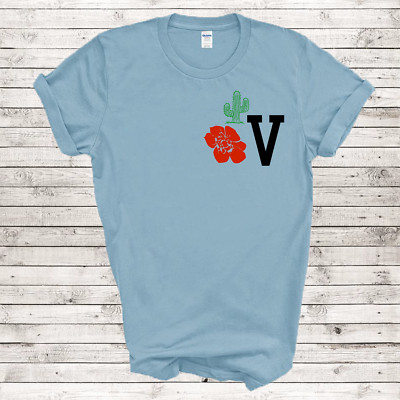 Monogram V Names Flower Cactus Fashion 21st Century Woman Retro Gift T-shirt