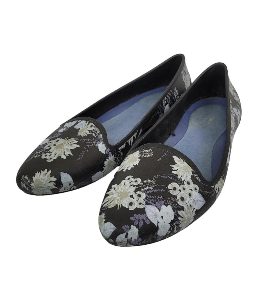 Crocs Eve Floral Ballet Flats Sz 9 Shades Of Blue Waterproof