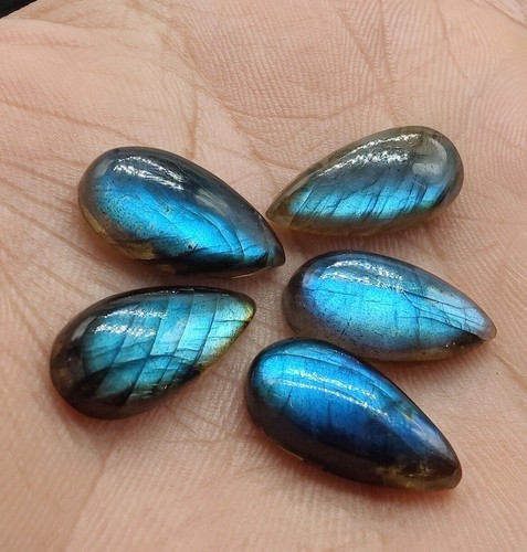 Natural Labradorite Cabochon Big Pear Shape Calibrated Loose Gemstones All Sizes - Picture 2 of 8