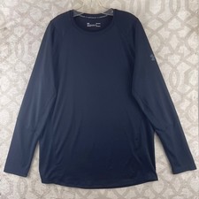 Under Armour Men's Heatgear Long Sleeve Shirt Navy Blue LG Fitted
