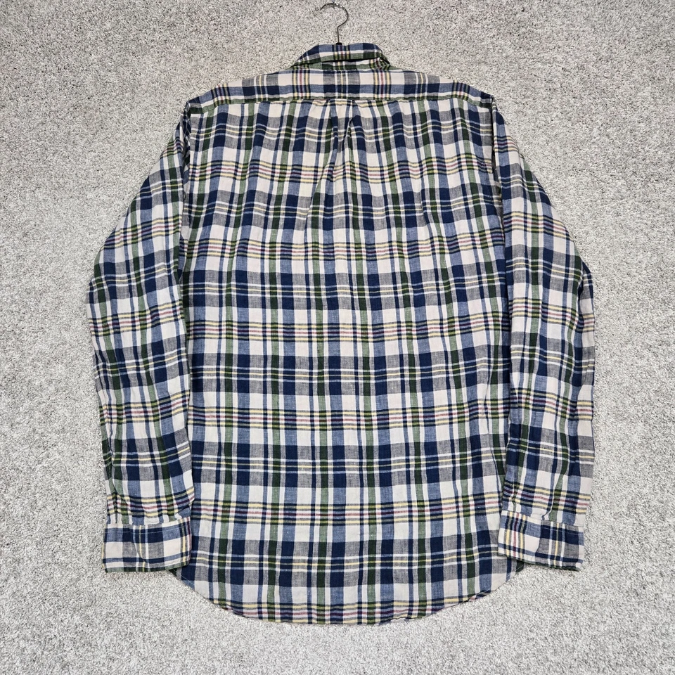 Ralph Lauren Linen Shirt mens Large Custom Fit Madras Plaid L/S - Image 2 of 4