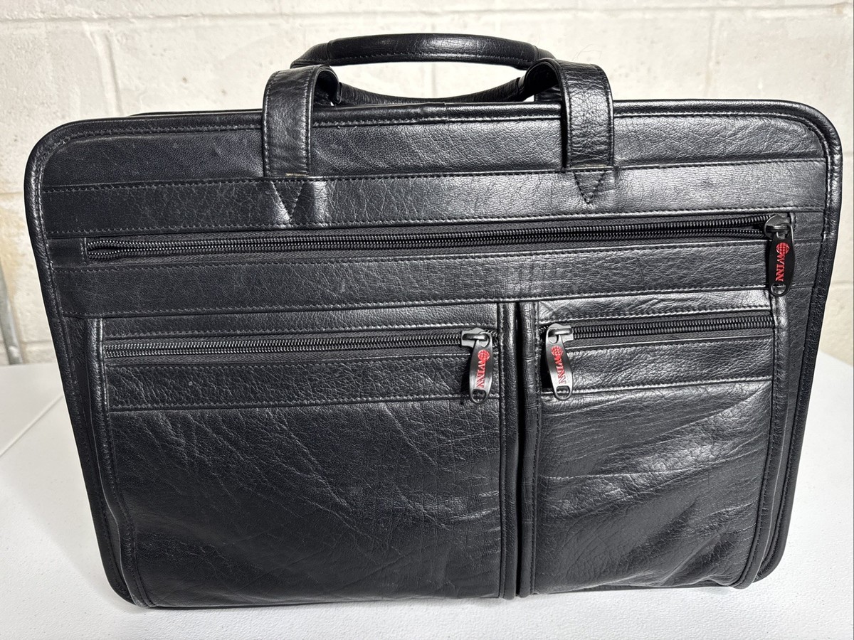WINN INTERNATIONAL Black Leather Hand Cross Body Briefcase Bag View 2