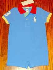 POLO RALPH LAUREN AUTHENTIC BABY BOYS BRAND NEW ORIGINAL ROMPER Size 9M, NWT