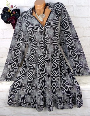 Tunika Bluse Kleid Top Lagenlook Shirt Longshirt 2W Paris Grau Schwarz  4) 46 48