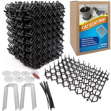 24 Pack Cat Deterrent Mat, 6 x 8 in Scat Mat with Spikes, Keep Cats Away from...