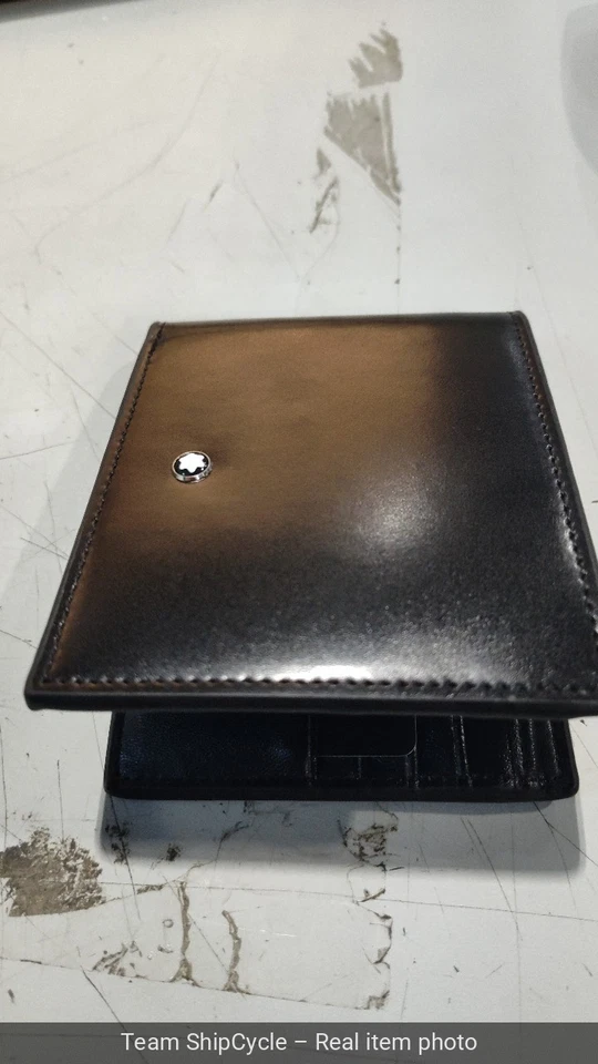 Cartera de cuero negra con imperfecciones Montblanc 14548 Meisterstuck G2U Foto 3 de 4