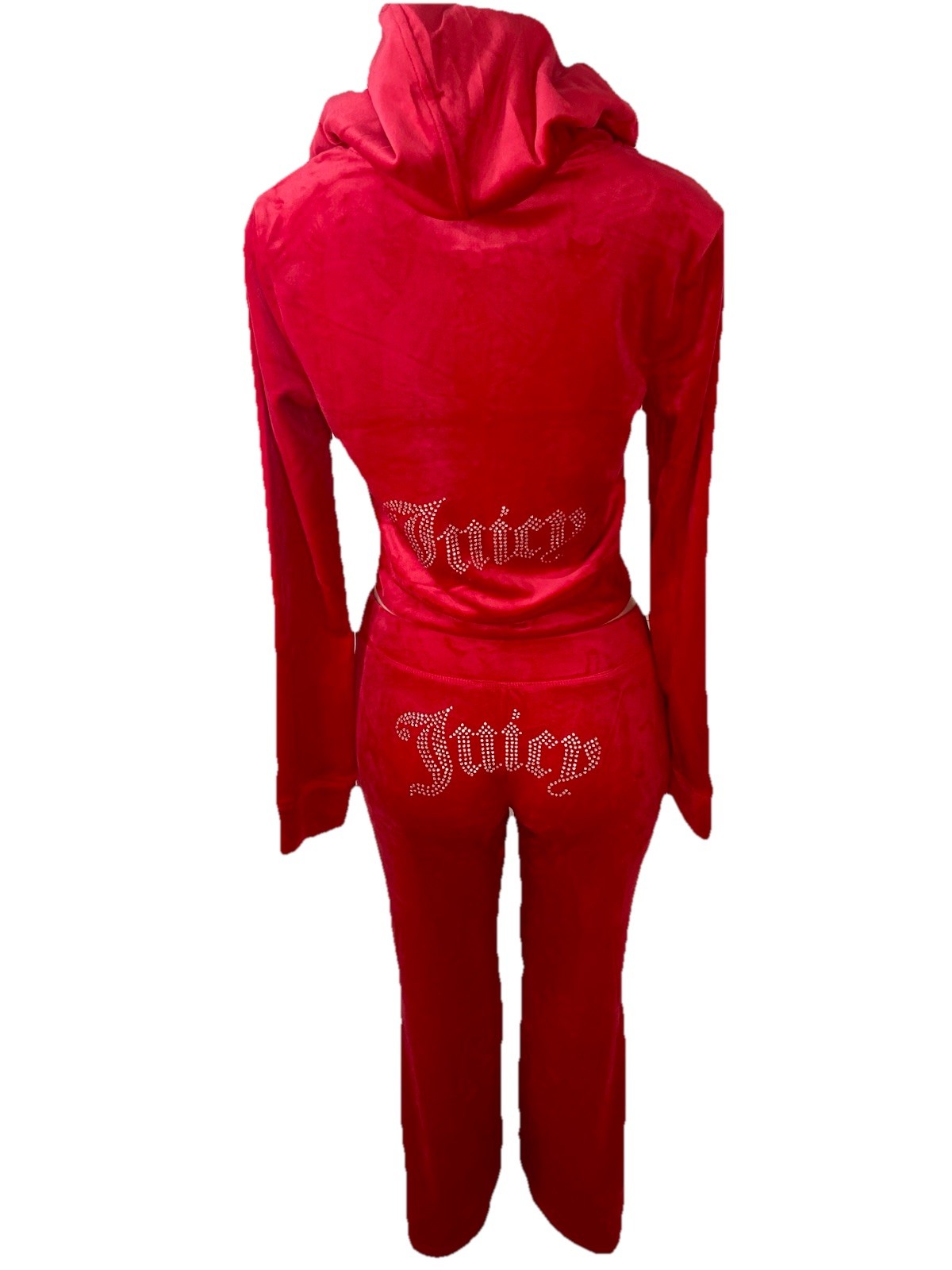 NWT Juicy Couture Velour Flash Red Tracksuit Hoodie Pants 2pc Set Women’s Small