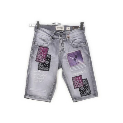 Fwrd, Jeans Shorts, Größe: 140, Grau/Mehrfarbig, Baumwolle/Elasthan, Print #aZq