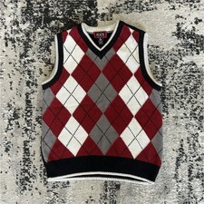 The Children's Place Argyle Knit Sweater Vest V-Neck Cotton Adult XS
